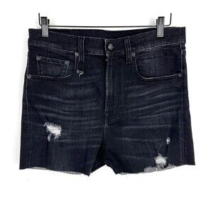R13 Women's Black Distressed Denim Jean Shorts